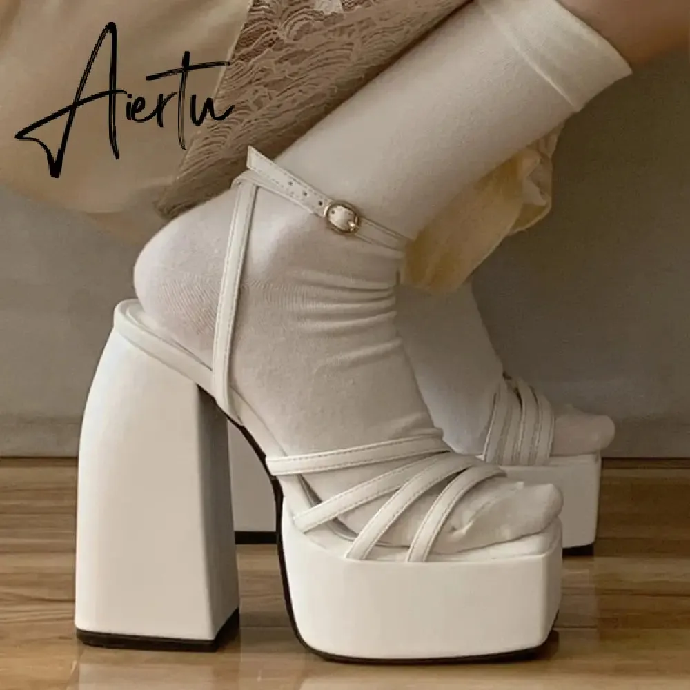 RIBETRINI Sexy Platform Open Toe Thick High Heels women's Sandals Banquet Fashion Elegant Brand Luxury women's Shoes Size 43