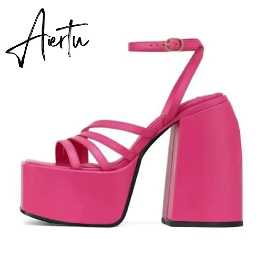 RIBETRINI Sexy Platform Open Toe Thick High Heels women's Sandals Banquet Fashion Elegant Brand Luxury women's Shoes Size 43
