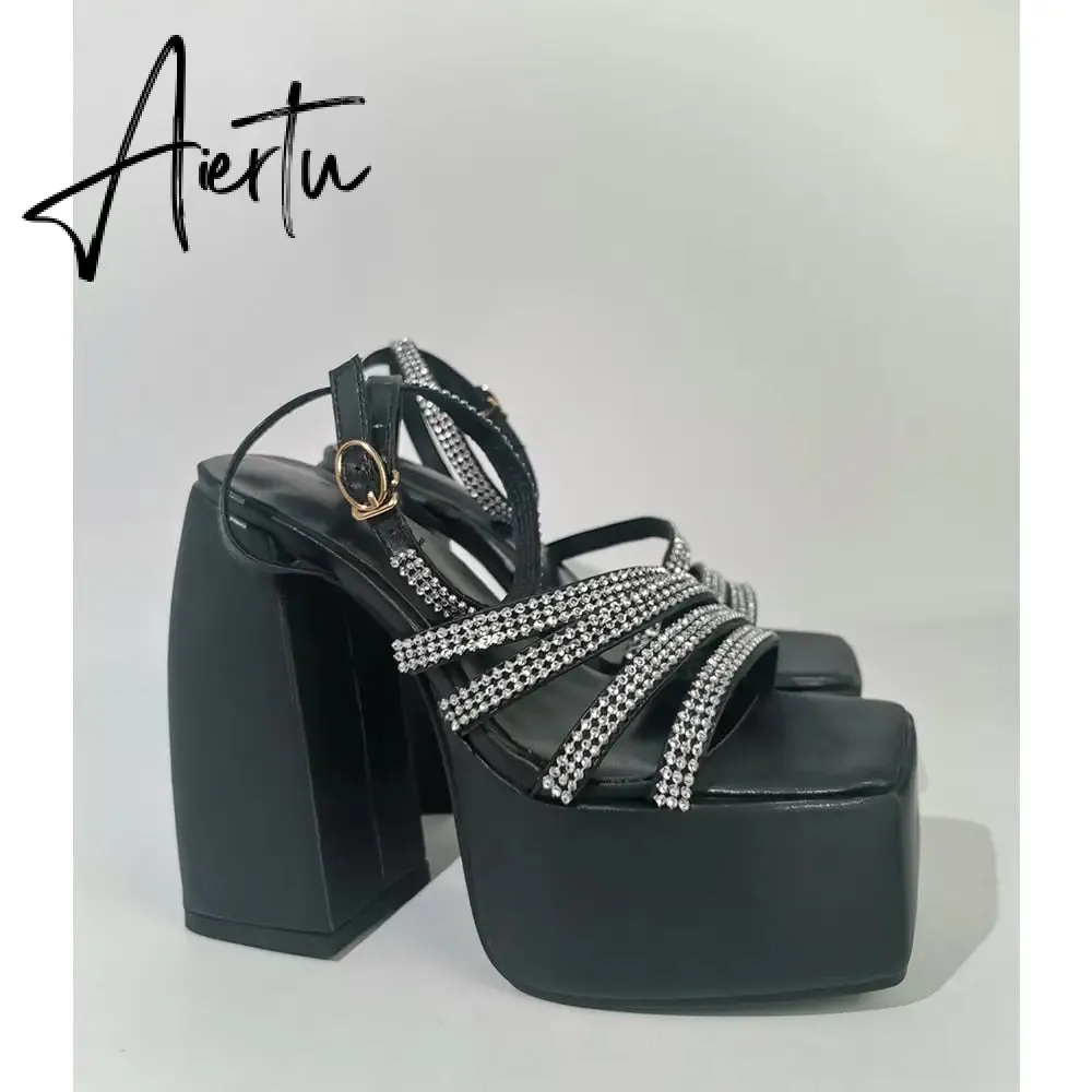 RIBETRINI Sexy Platform Open Toe Thick High Heels women's Sandals Banquet Fashion Elegant Brand Luxury women's Shoes Size 43