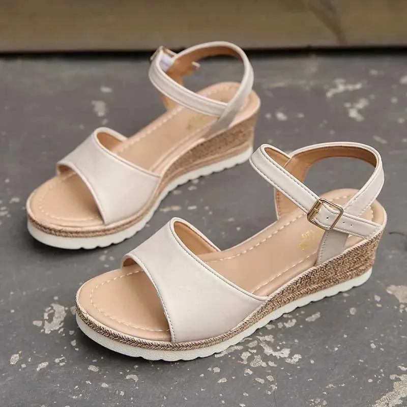 Sandals Buckle Strap Wedge Heel for Women Summer  Lightweight Platform Sandles Woman Non Slip Gladiator Sandalias Mujer H240509
