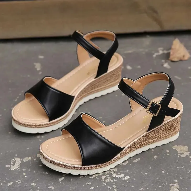 Sandals Buckle Strap Wedge Heel for Women Summer  Lightweight Platform Sandles Woman Non Slip Gladiator Sandalias Mujer H240509