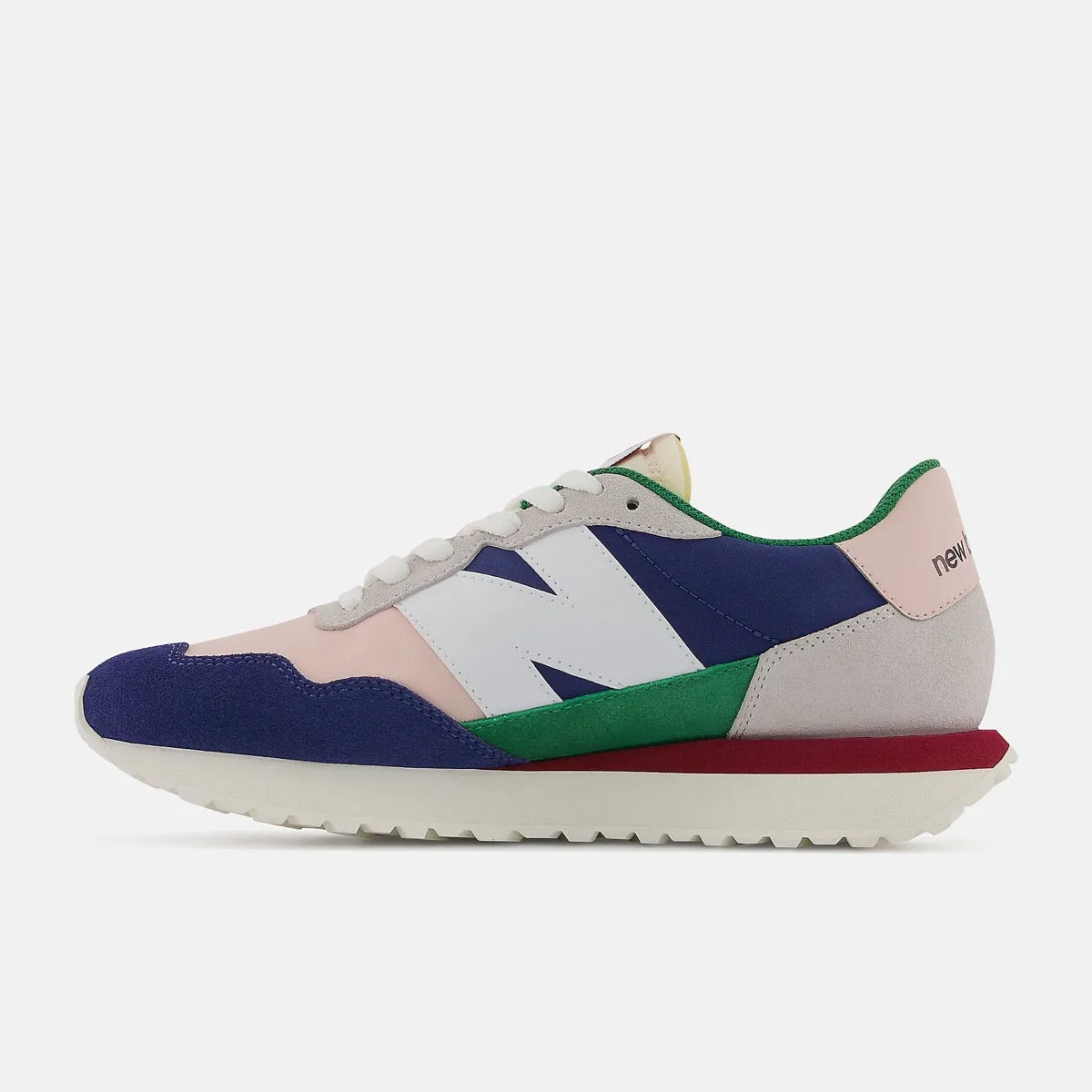 Scarpe Donna NEW BALANCE Sneakers 237 in Suede e Mesh colore Light Grey Moon Shadow Blue e Green