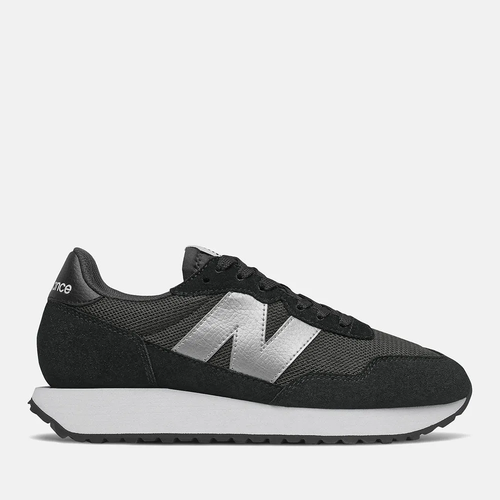 Scarpe Donna NEW BALANCE Sneakers 237 in Suede e Nylon colore Black e Silver Metallic