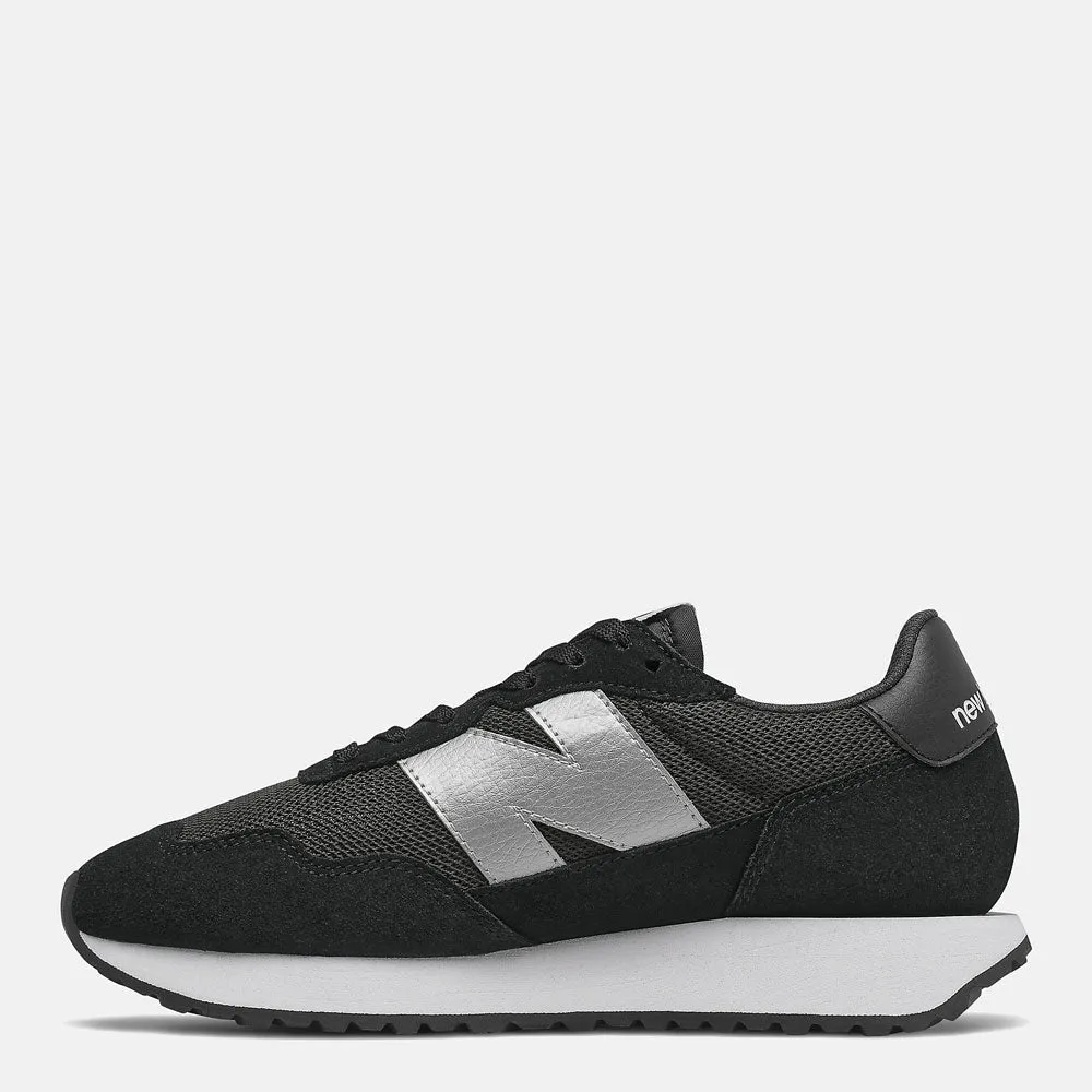Scarpe Donna NEW BALANCE Sneakers 237 in Suede e Nylon colore Black e Silver Metallic