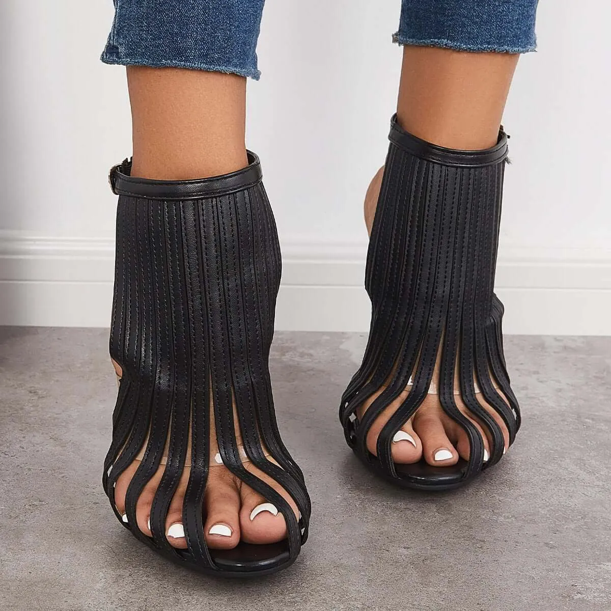 Sohiwoo Women Gladiator Tassel Ankle Strap High Heels Fringed Dress Sandals
