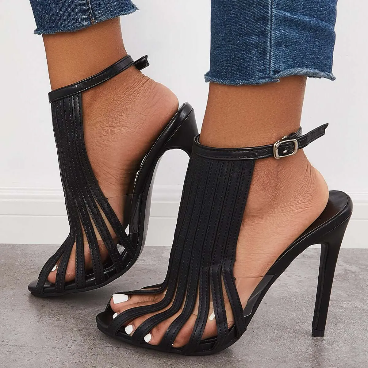 Sohiwoo Women Gladiator Tassel Ankle Strap High Heels Fringed Dress Sandals