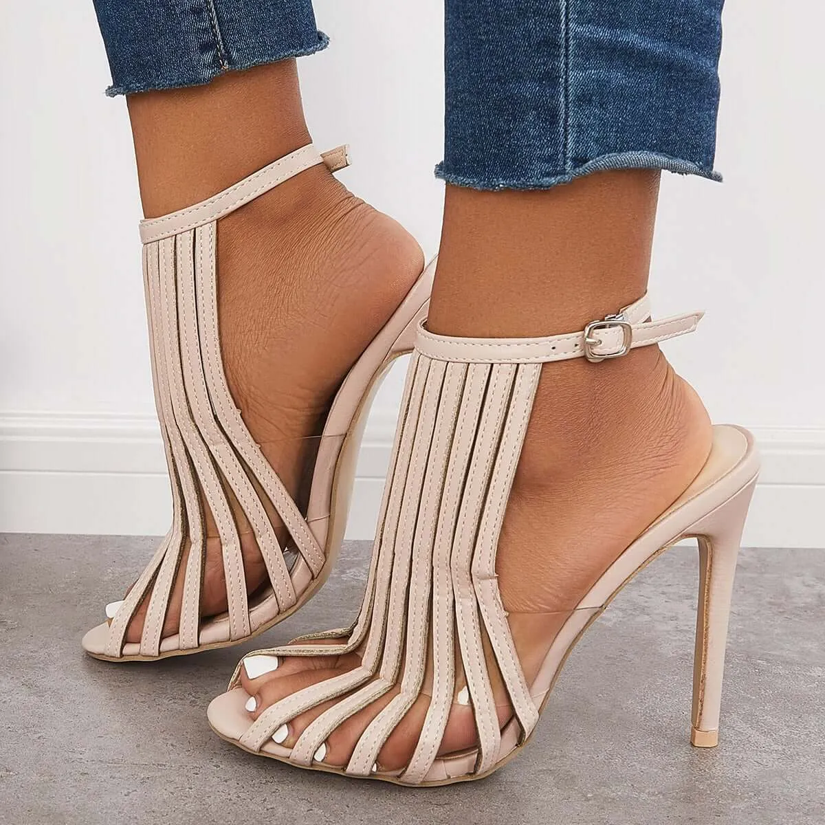 Sohiwoo Women Gladiator Tassel Ankle Strap High Heels Fringed Dress Sandals