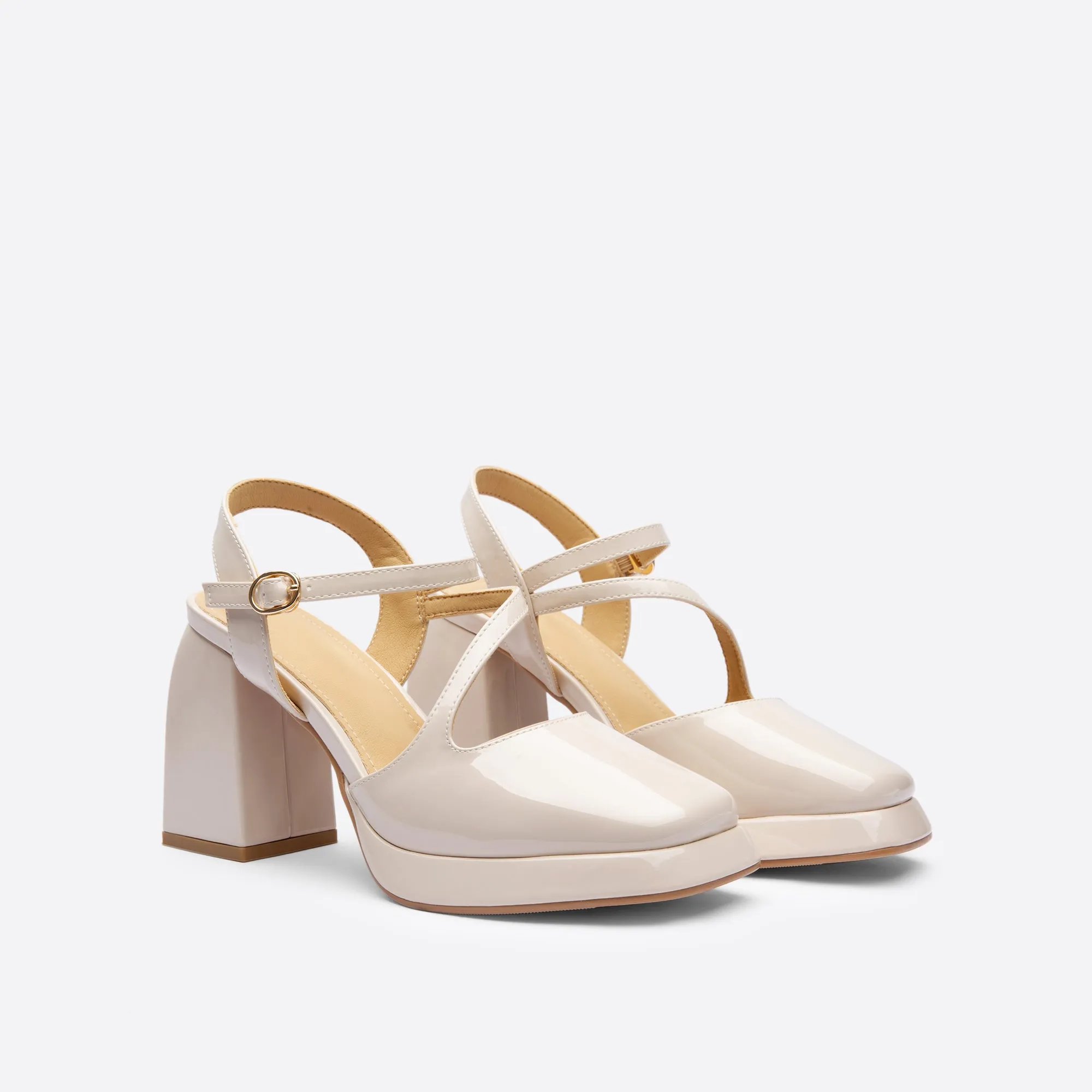 Sohiwoo  Women Minimalist Sweet Heeled Mary Janes