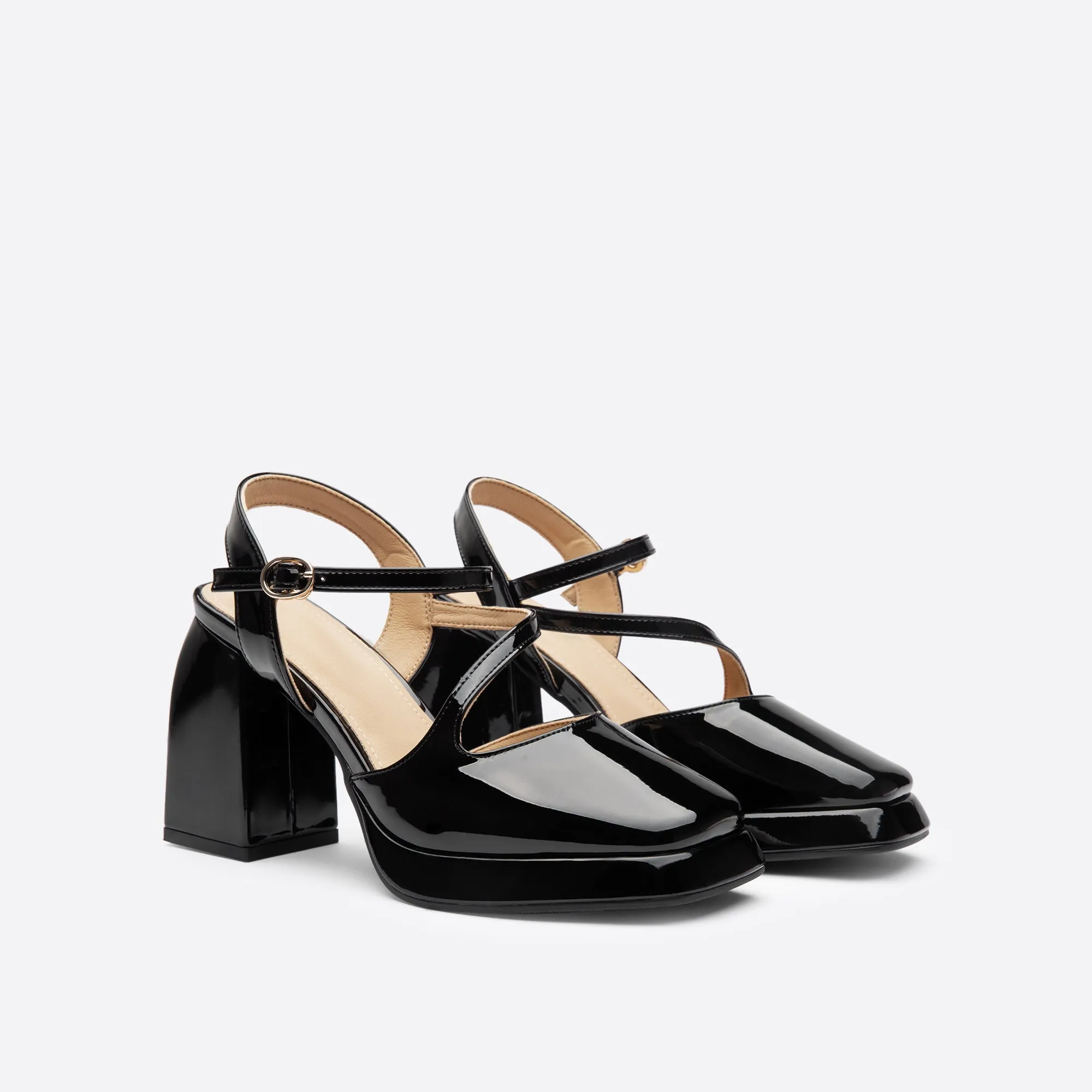 Sohiwoo  Women Minimalist Sweet Heeled Mary Janes