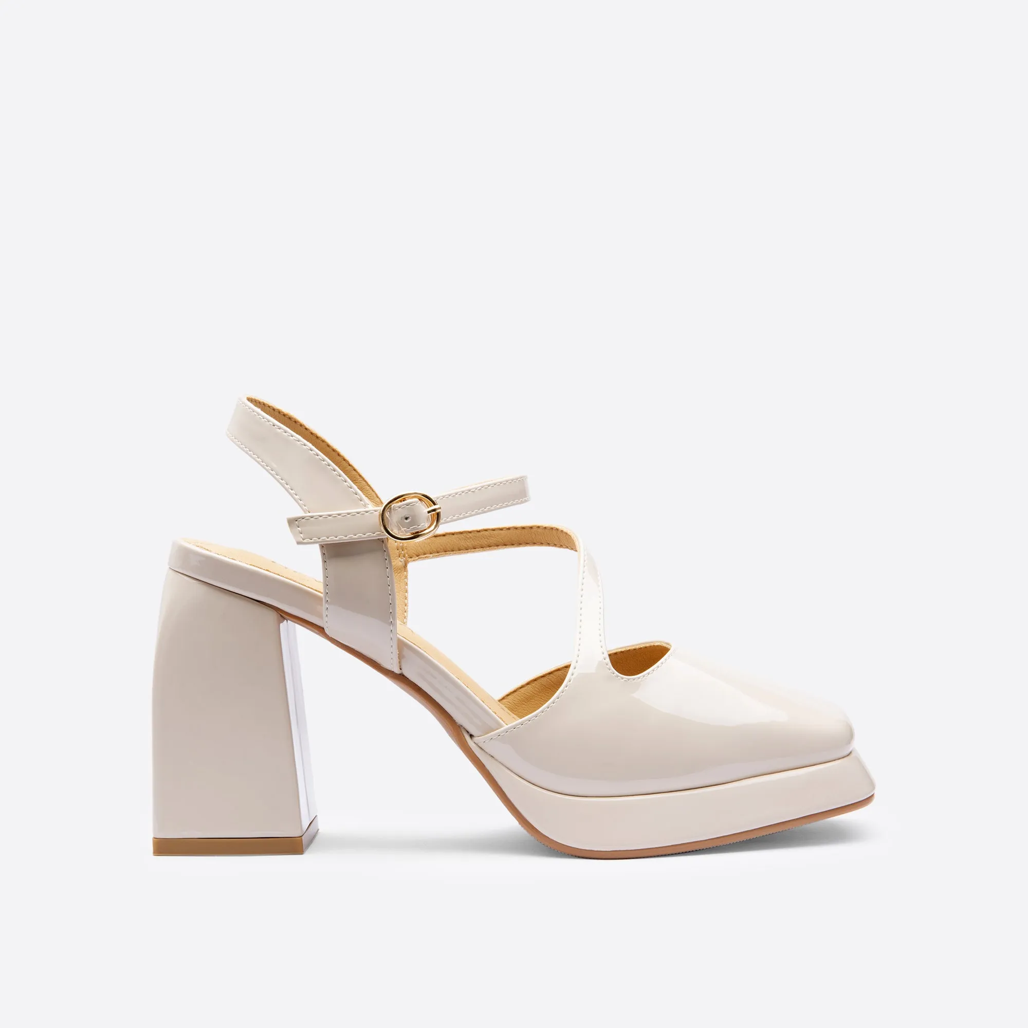 Sohiwoo  Women Minimalist Sweet Heeled Mary Janes