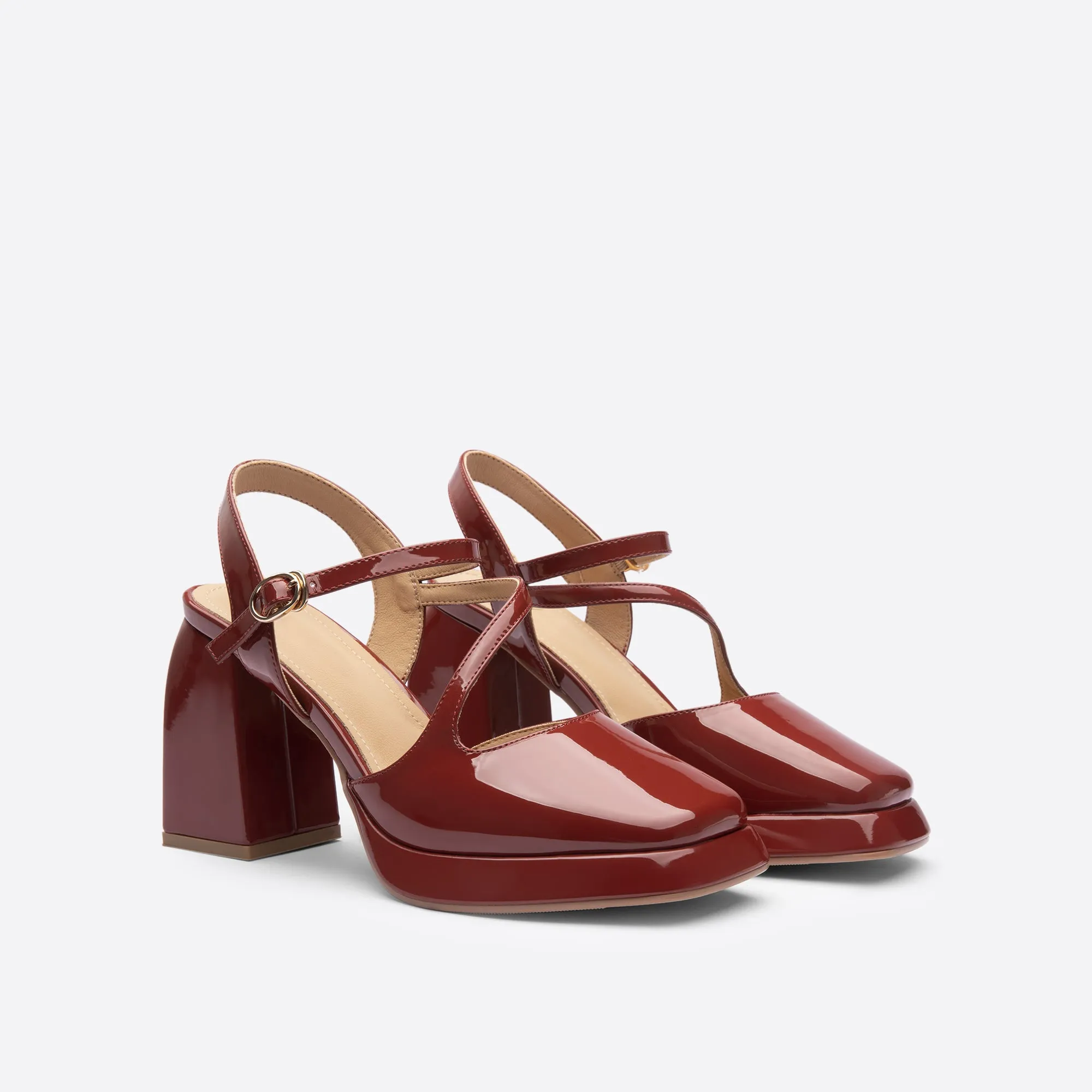Sohiwoo  Women Minimalist Sweet Heeled Mary Janes