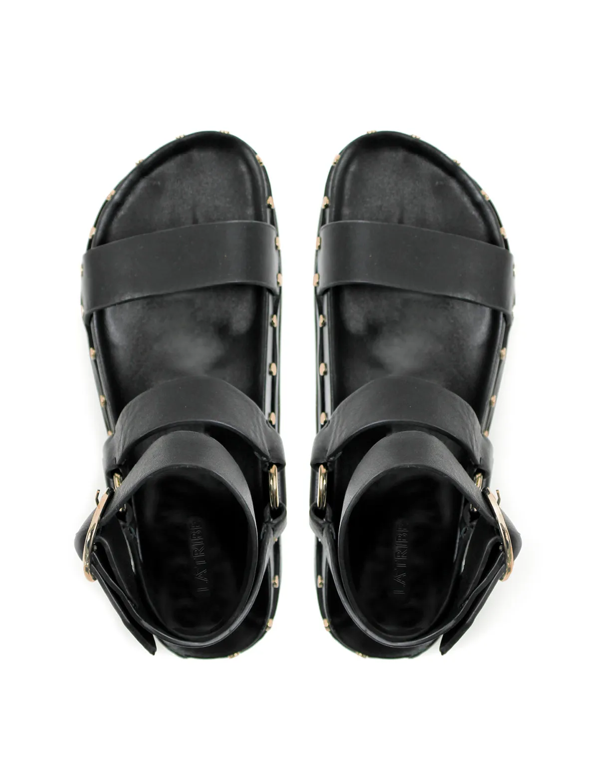Studded Sandal | Black | Gold
