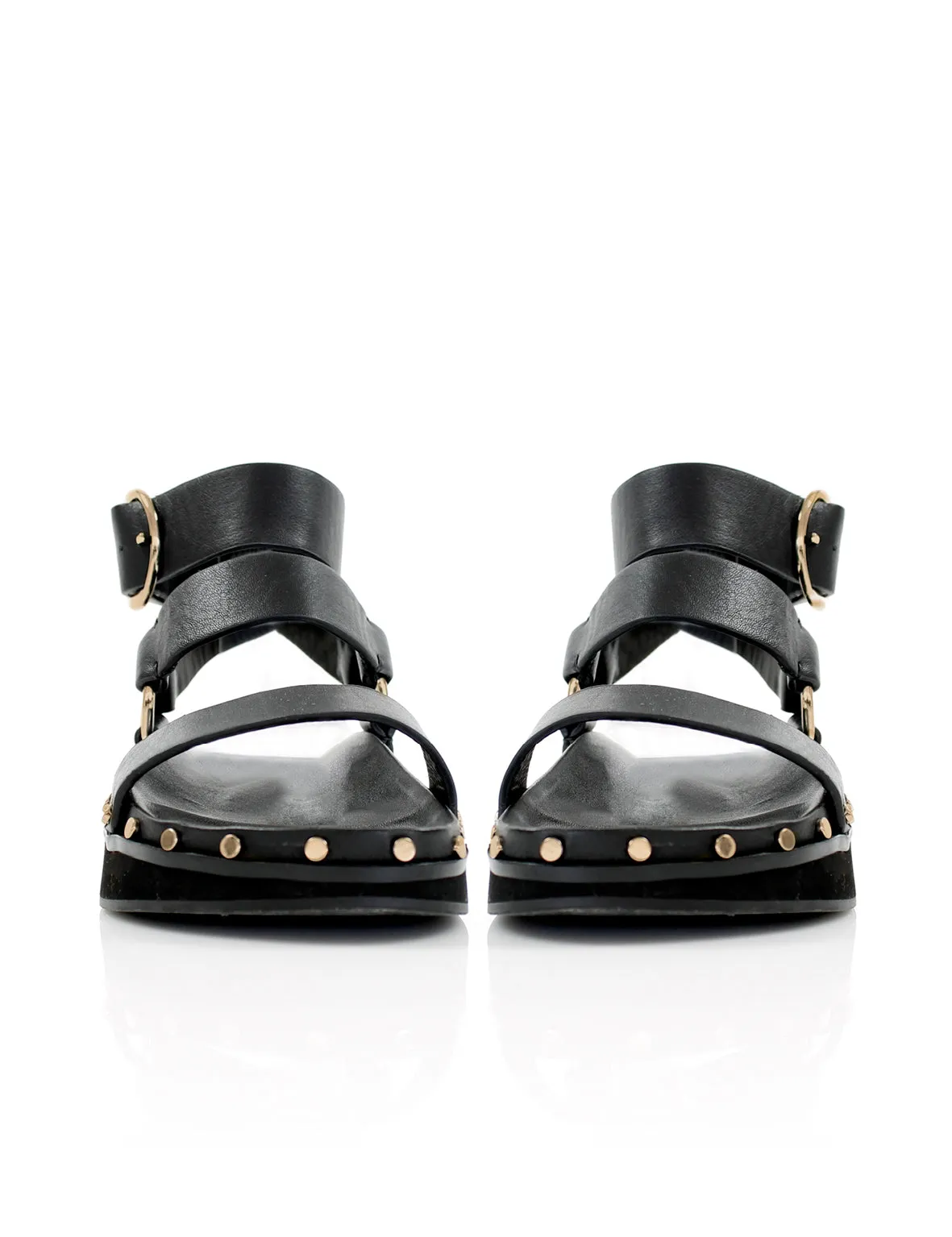 Studded Sandal | Black | Gold