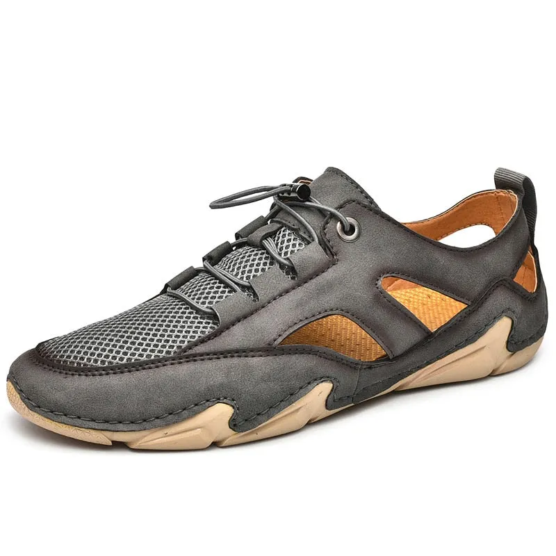 Summer Comfortable Men Sandals High-Quality Mesh Breathable Outdoor Sandals Fashion Men's Shoes Handmade Flat Shoes Big Size 48