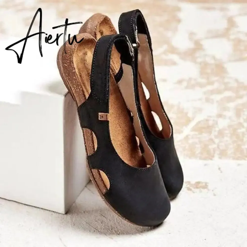 Summer Women Sandals Wedges New Fashion Casual Buckle Hot Gladiator Non-Slip Sandals Retro Flock Party Office Ladies Shoes