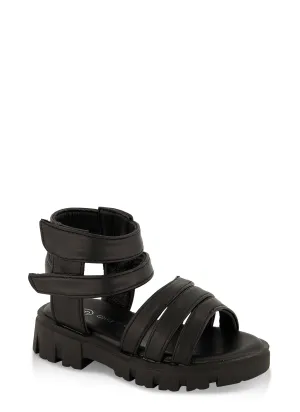 Toddler Girls Double Velcro Strap Lug Sole Gladiator Sandals