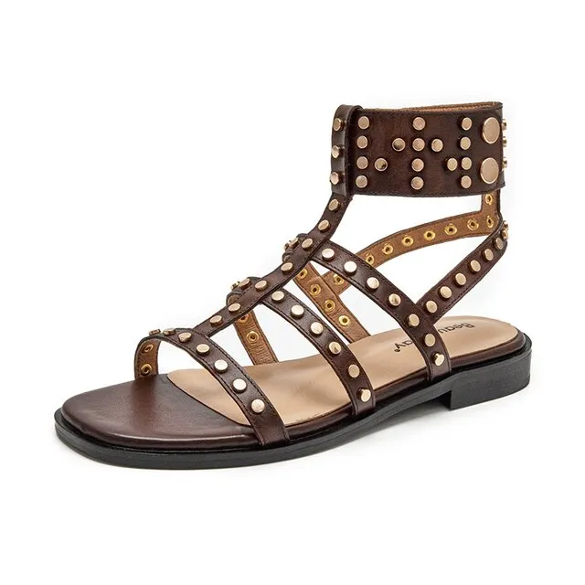 USS Shoes Bryony Women's Leather Gladiator Flat Sandal