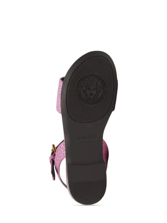 Versace   Glittered sandals w/ Medusa appliqué 