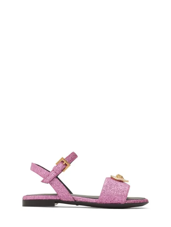 Versace   Glittered sandals w/ Medusa appliqué 