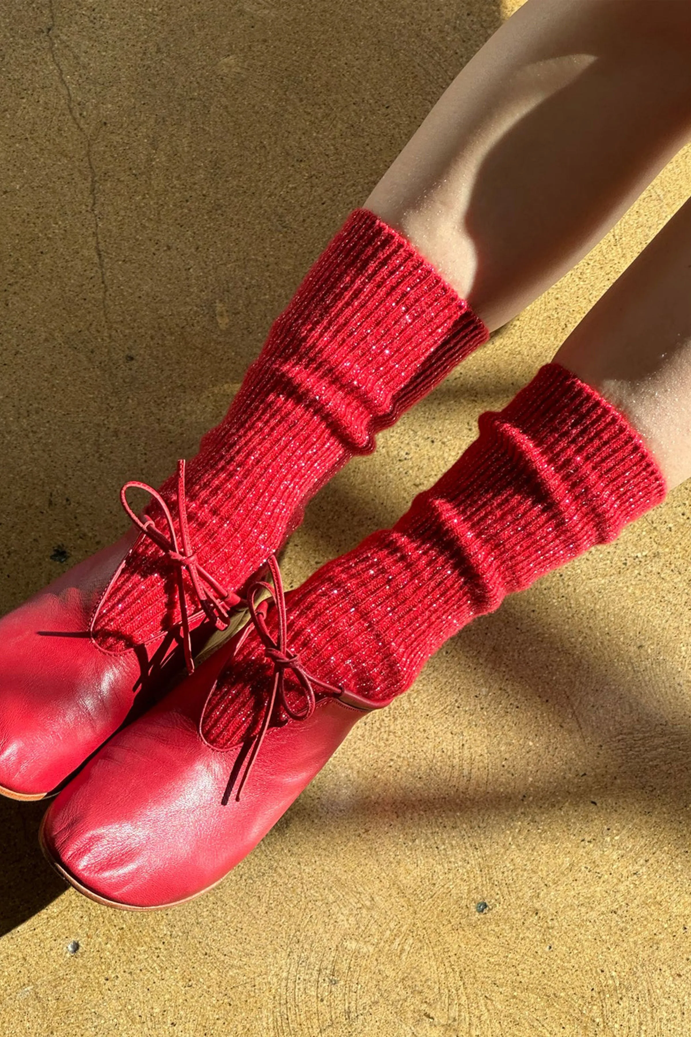 Winter Sparkle Socks (Poinsettia)