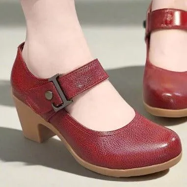 Women's Casual Shoes Brown Leather Pumps Round Toe Shallow GRCL0325