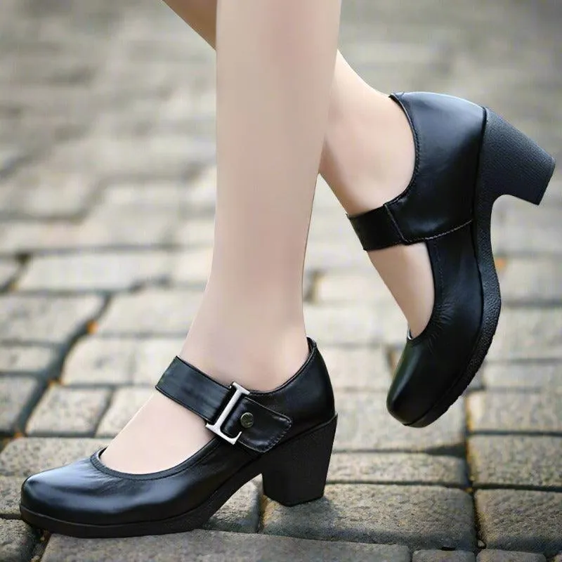 Women's Casual Shoes Brown Leather Pumps Round Toe Shallow GRCL0325