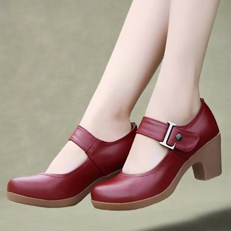 Women's Casual Shoes Brown Leather Pumps Round Toe Shallow GRCL0325