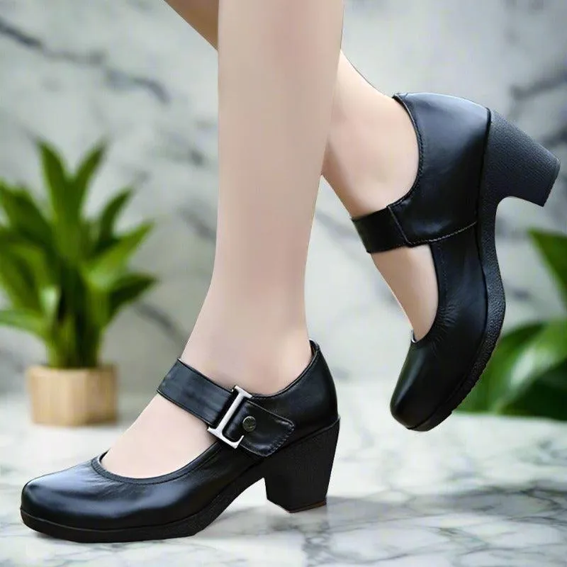Women's Casual Shoes Brown Leather Pumps Round Toe Shallow GRCL0325