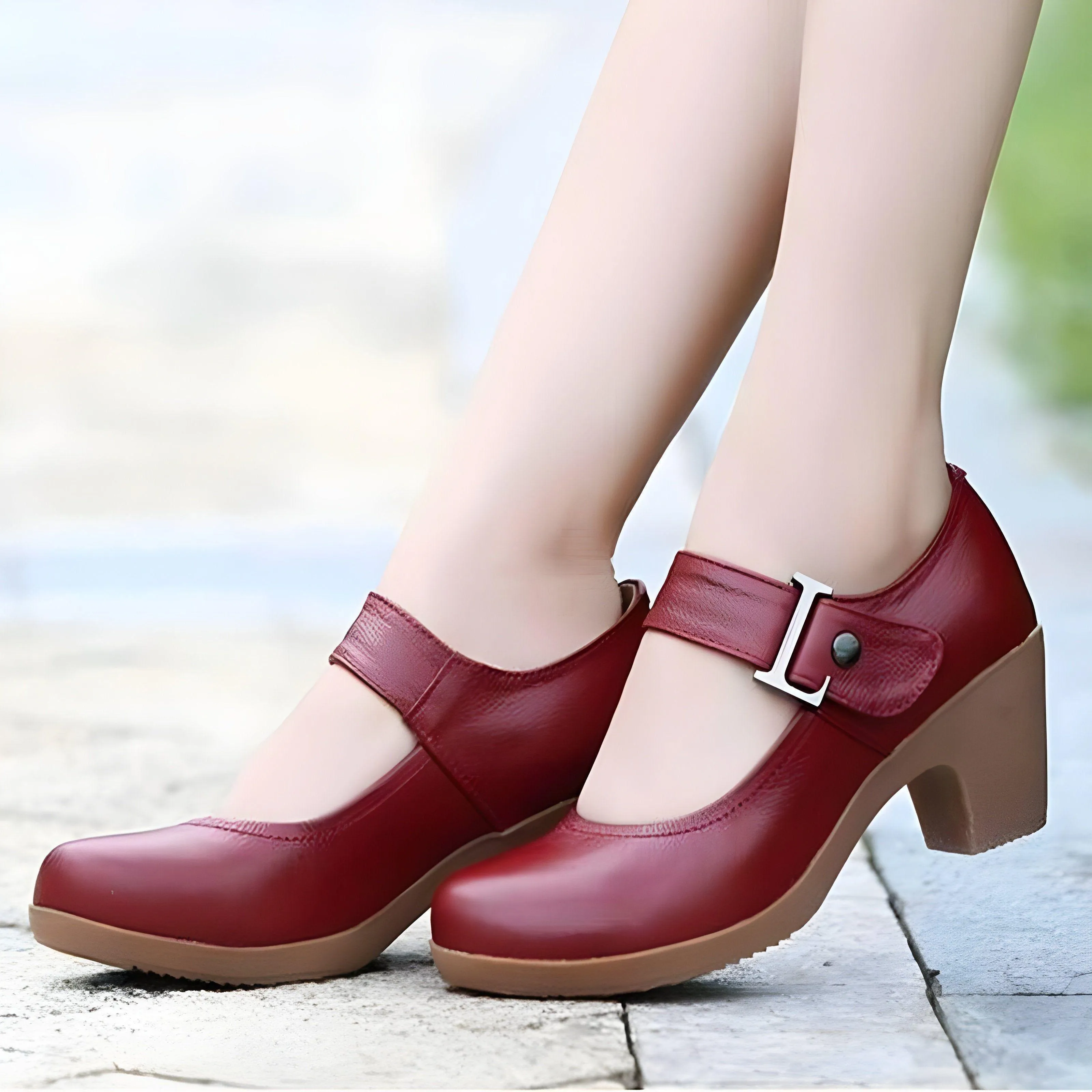 Women's Casual Shoes Brown Leather Pumps Round Toe Shallow GRCL0325