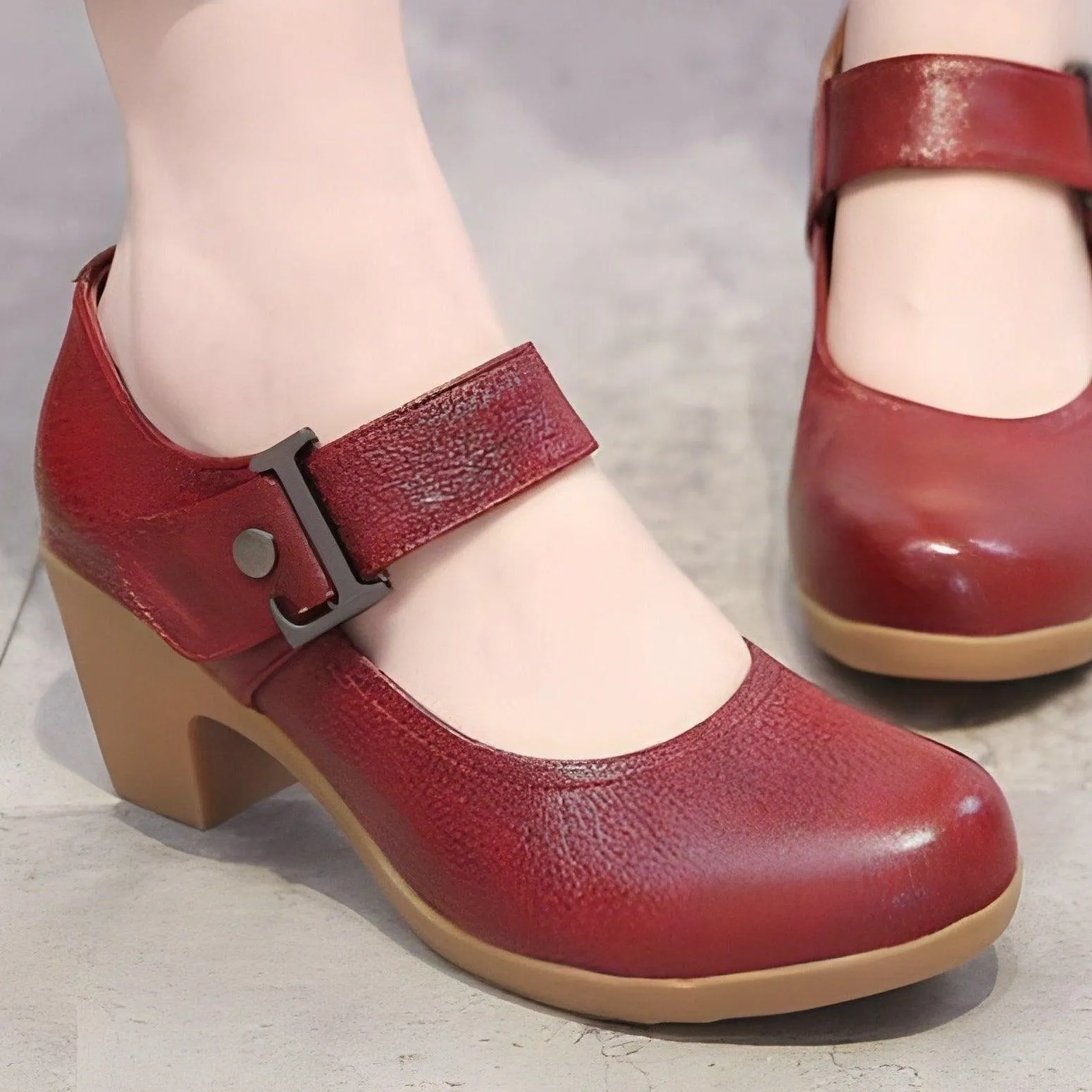 Women's Casual Shoes Brown Leather Pumps Round Toe Shallow GRCL0325