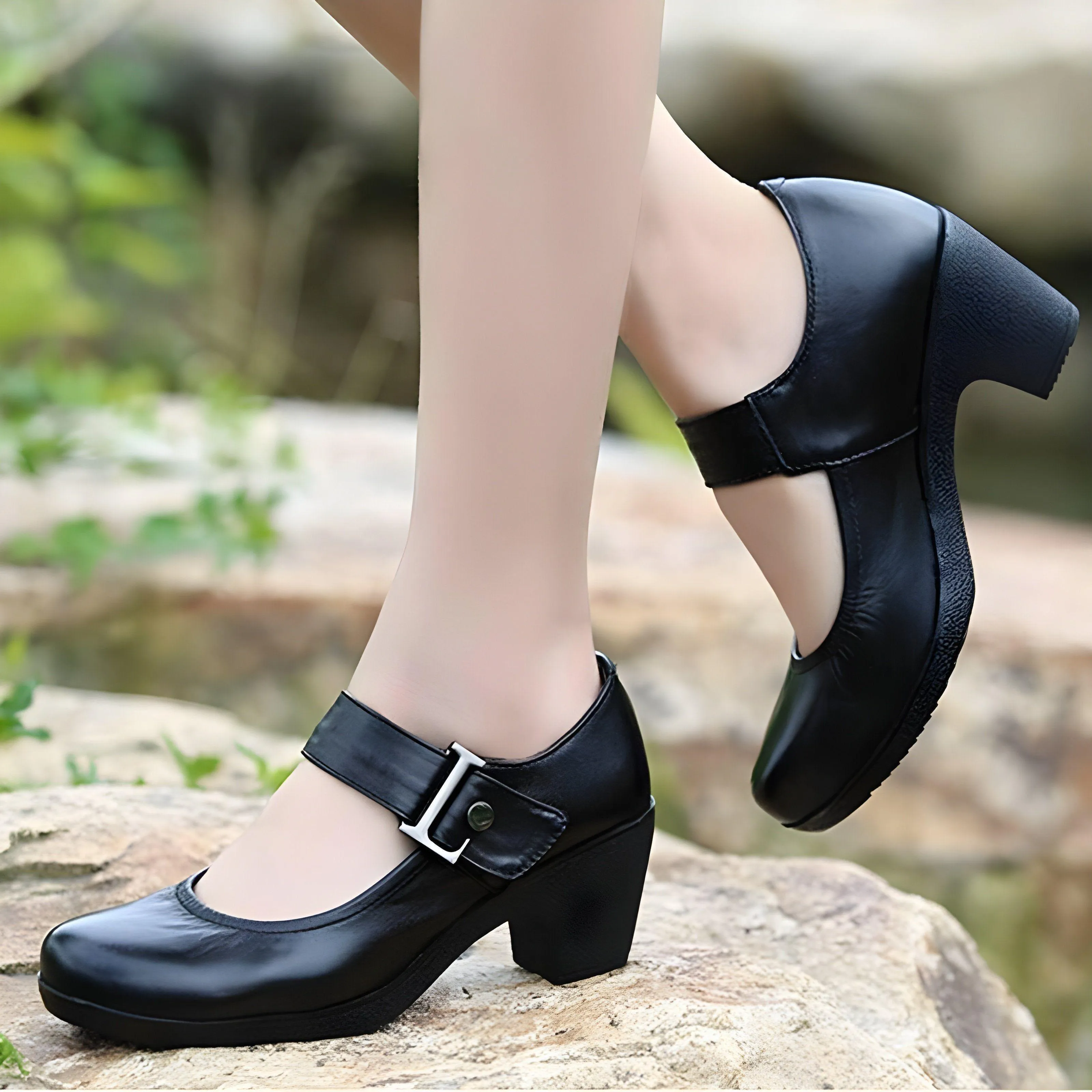 Women's Casual Shoes Brown Leather Pumps Round Toe Shallow GRCL0325
