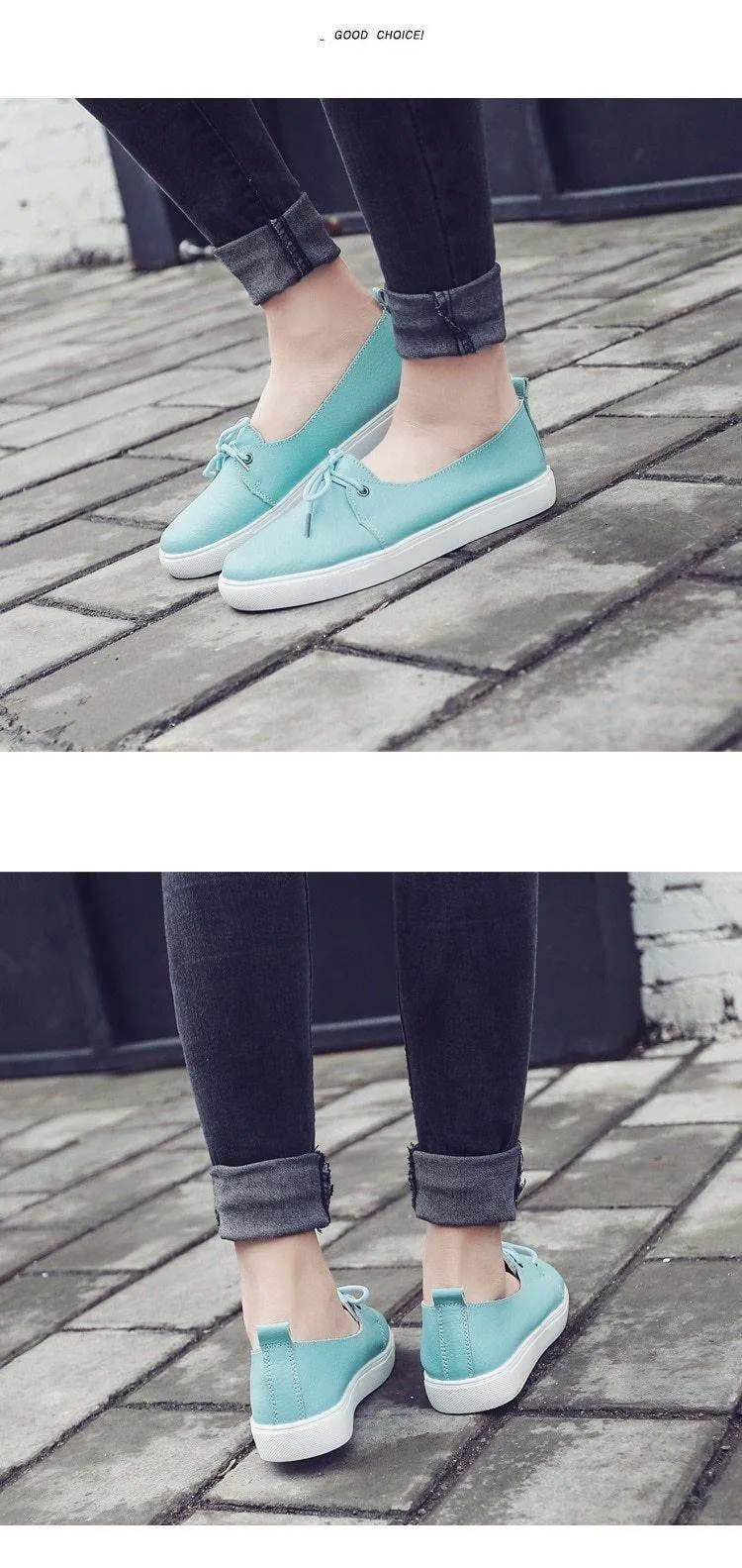Women's Casual Shoes Leather Flats Vulcanized Sneaker #FEZ-173