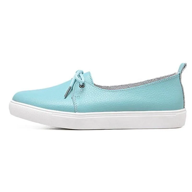 Women's Casual Shoes Leather Flats Vulcanized Sneaker #FEZ-173