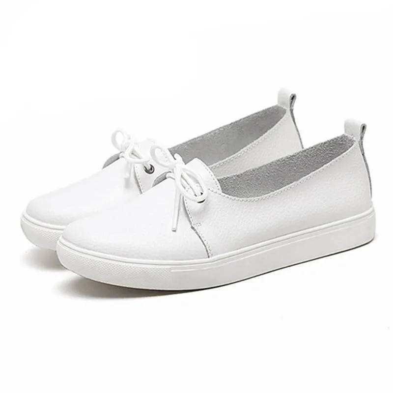Women's Casual Shoes Leather Flats Vulcanized Sneaker #FEZ-173