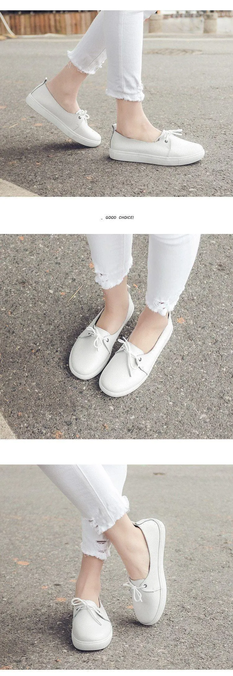 Women's Casual Shoes Leather Flats Vulcanized Sneaker #FEZ-173