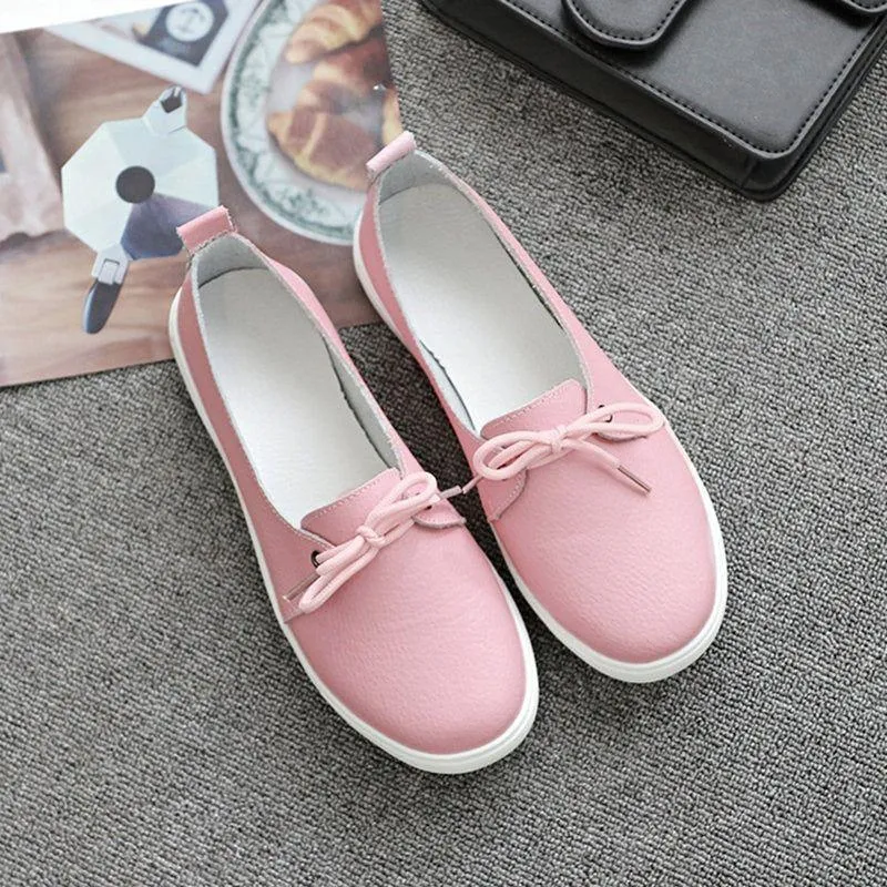 Women's Casual Shoes Leather Flats Vulcanized Sneaker #FEZ-173