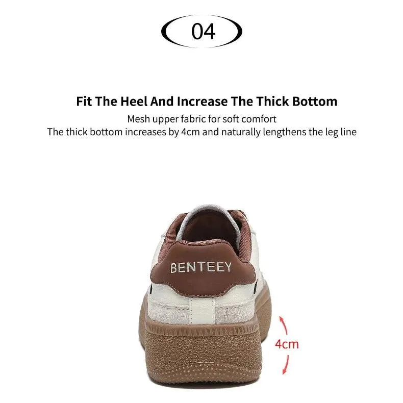 Women's Casual Shoes - Leather Patchwork Sneakers - W23B94