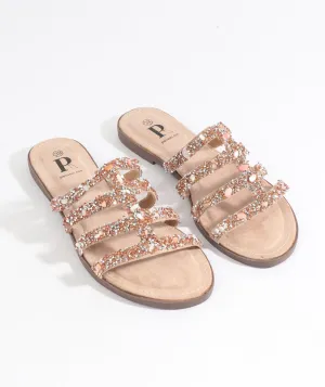 Women`s Shell Embellished Sandals - Natural
