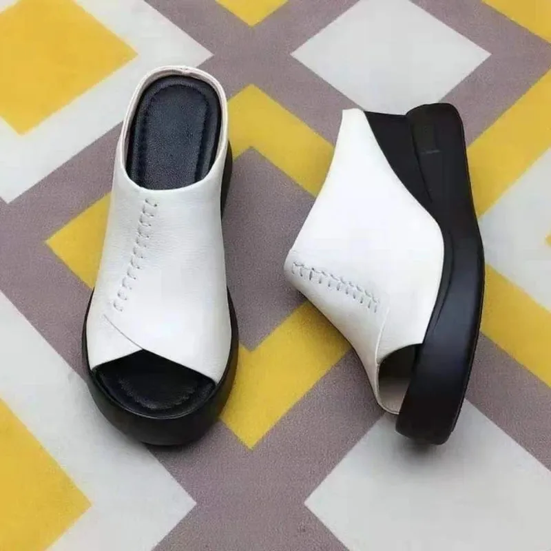Women's Summer Peep Toe Wedges Heeled Sandals Platform Casual Female Outdoor Slippers Beach Footwear Fashion Fish Mouth Slippers