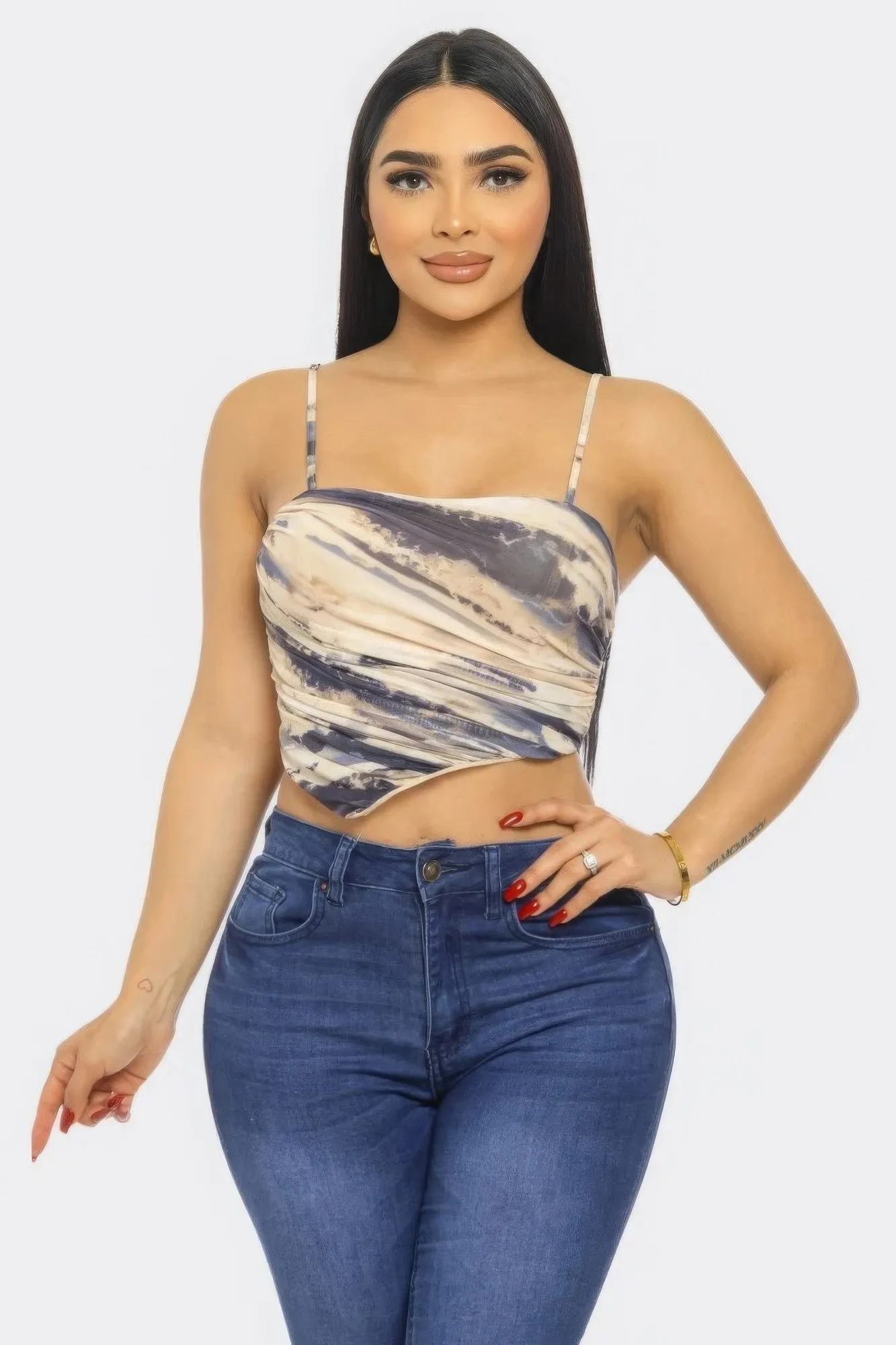 Women's Vibrant Multi-Color Mesh Print Fashion Top