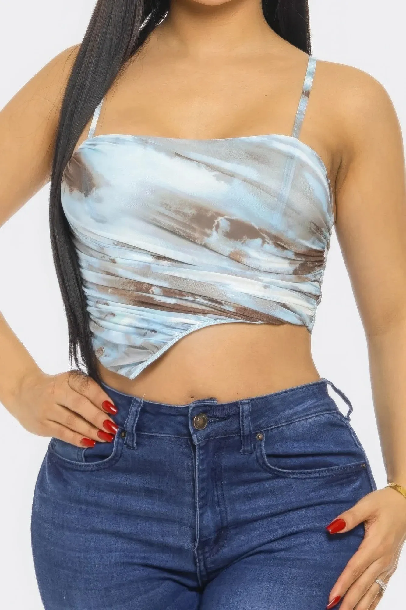 Women's Vibrant Multi-Color Mesh Print Fashion Top