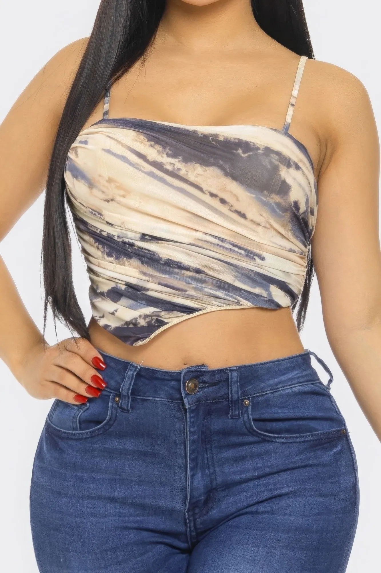 Women's Vibrant Multi-Color Mesh Print Fashion Top