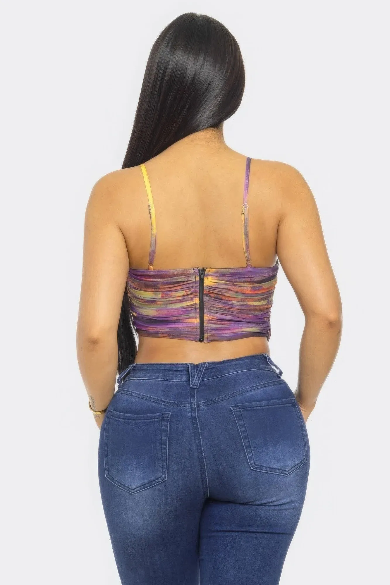 Women's Vibrant Multi-Color Mesh Print Fashion Top