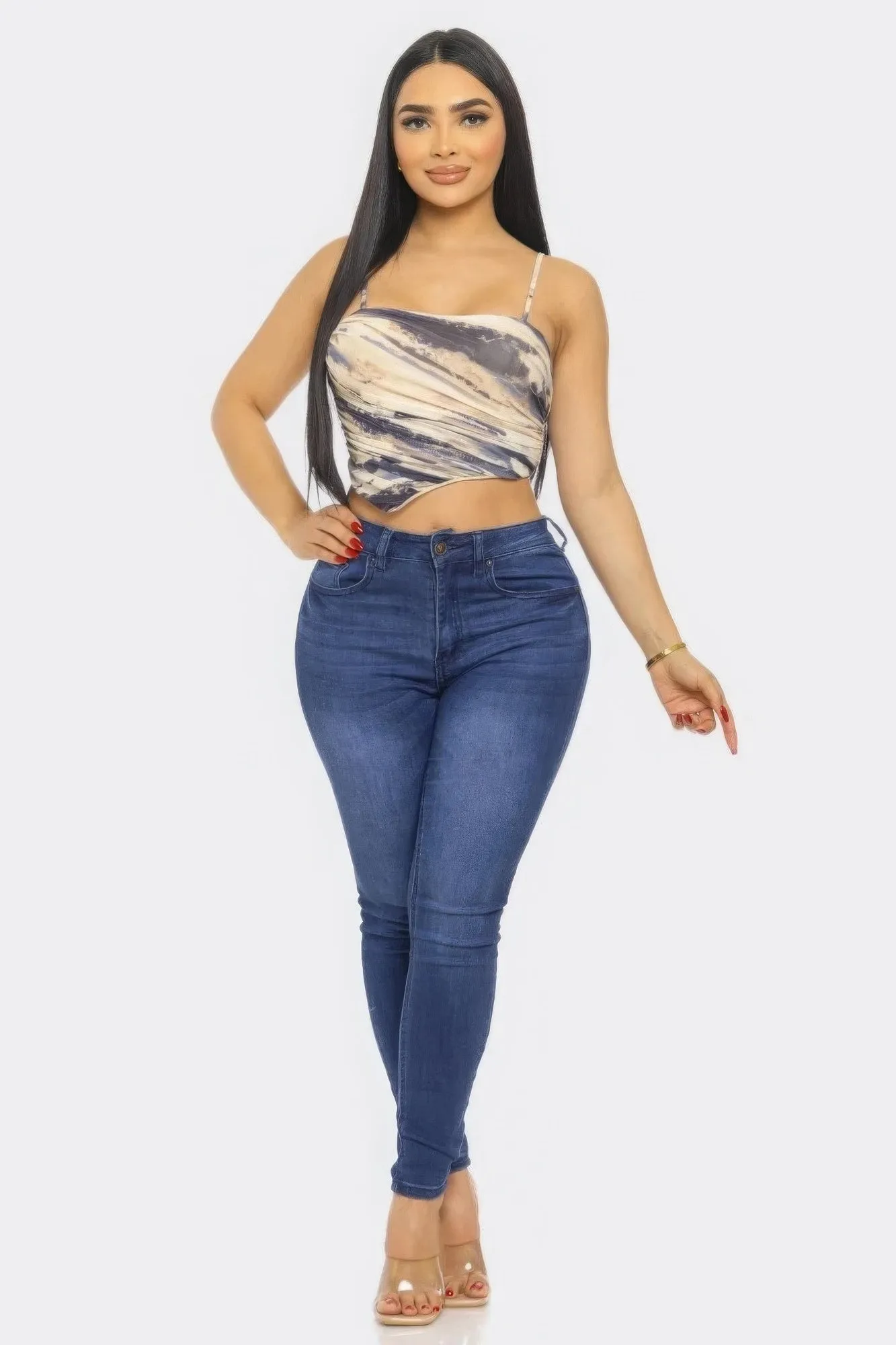 Women's Vibrant Multi-Color Mesh Print Fashion Top