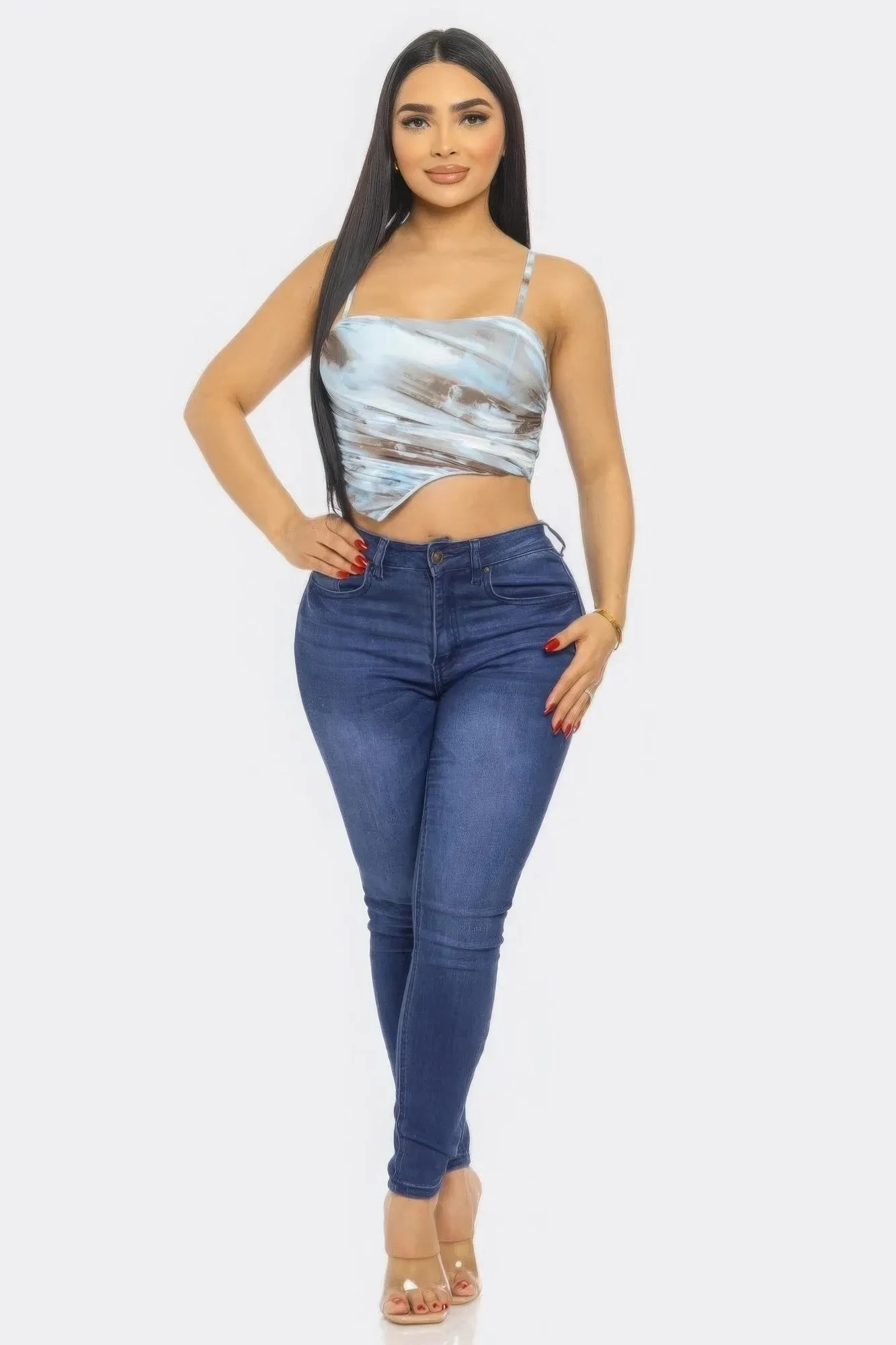Women's Vibrant Multi-Color Mesh Print Fashion Top