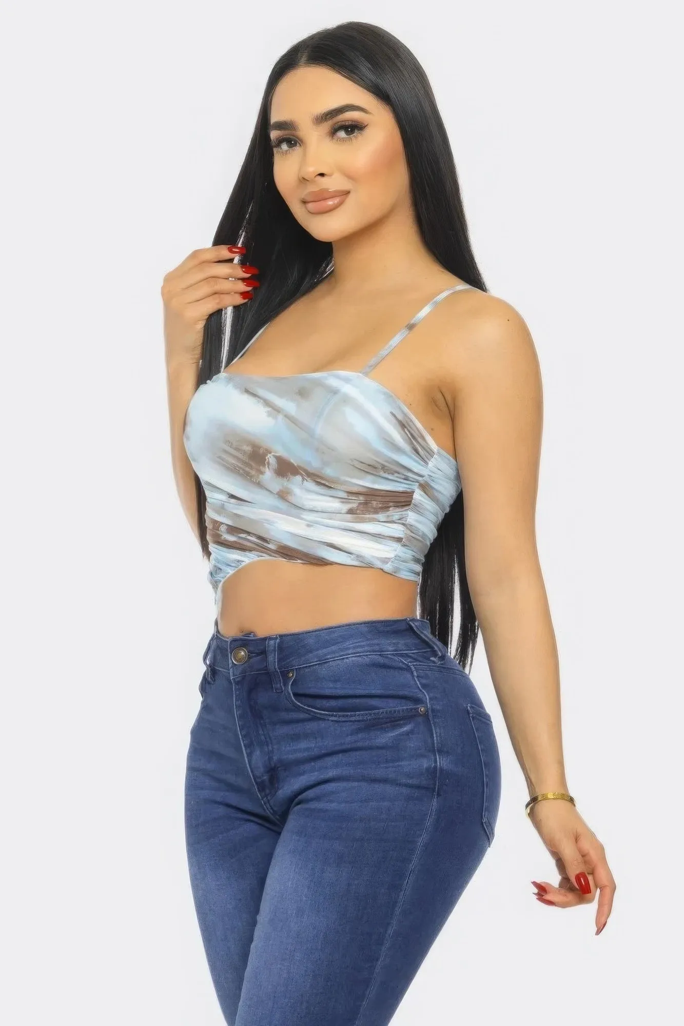 Women's Vibrant Multi-Color Mesh Print Fashion Top