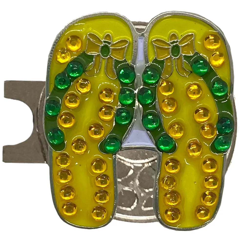 Yellow Flip Flops Golf Ball Marker Hat Clip